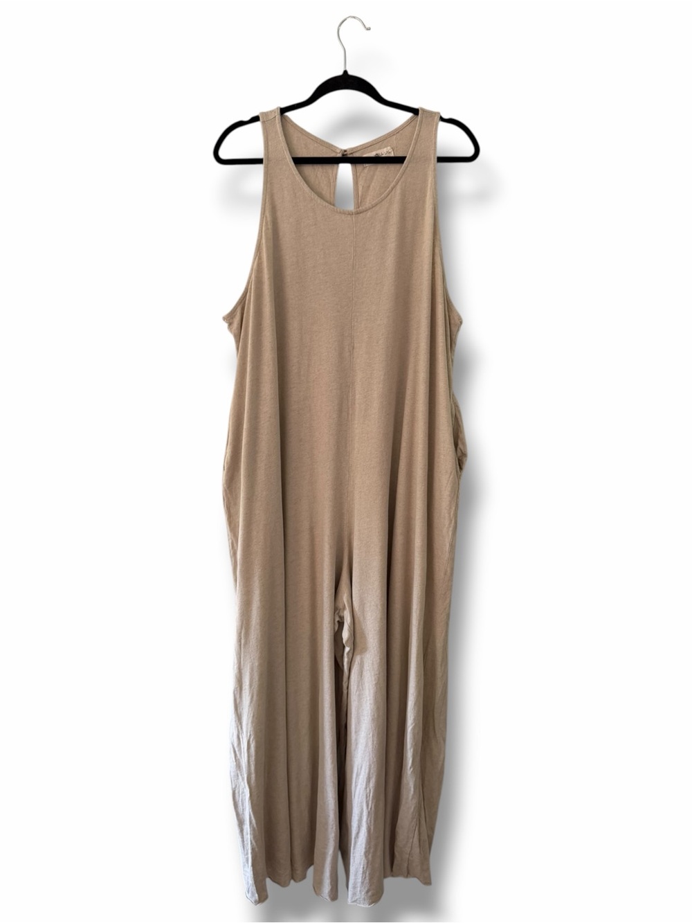 Natural Life Tan Katie Linen Cotton Blend Sleeveless Wide-Leg Jumpsuit Size L/XL